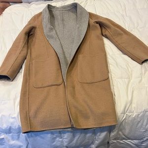 Banana republic reversible car coat- tan and grey, with pockets